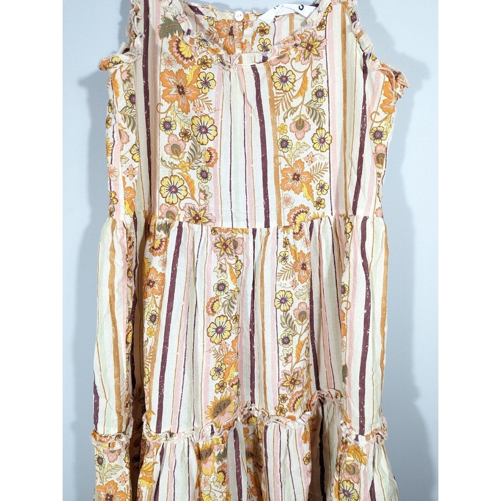 MPR Fashion Vintage Style Orange Floral Print Boho Sleeveless Dress Women Size S - Picture 3 of 7